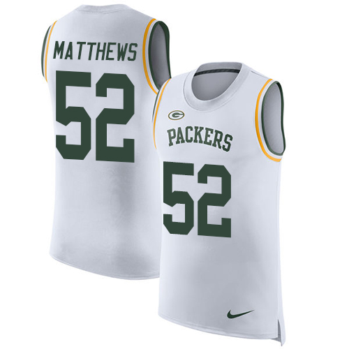 Nike Packers #52 Clay Matthews White Men's Stitched NFL Limited Rush Tank Top Jersey - Click Image to Close